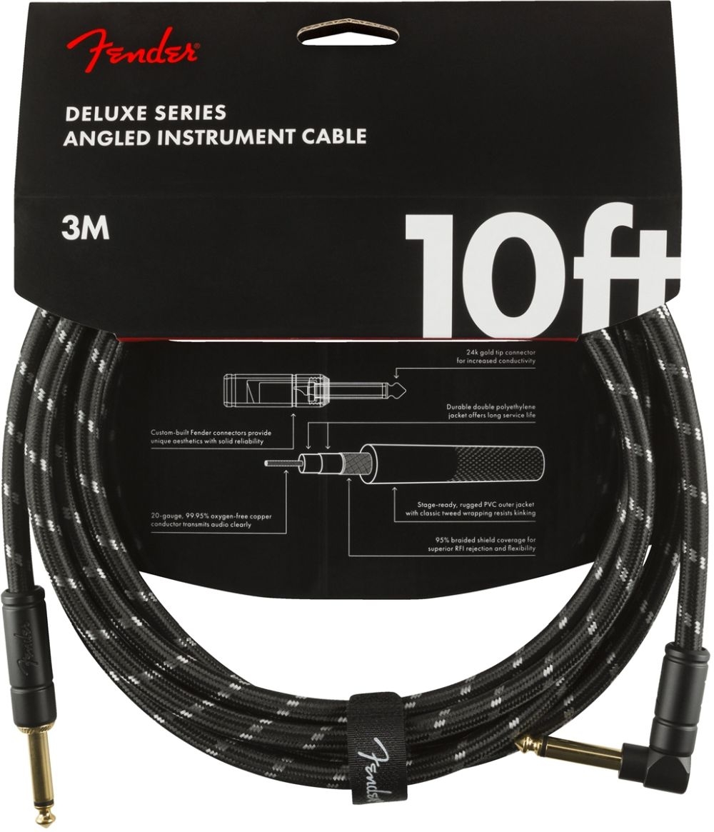 Deluxe 10' Straight/Angle Inst Cable Black Tweed