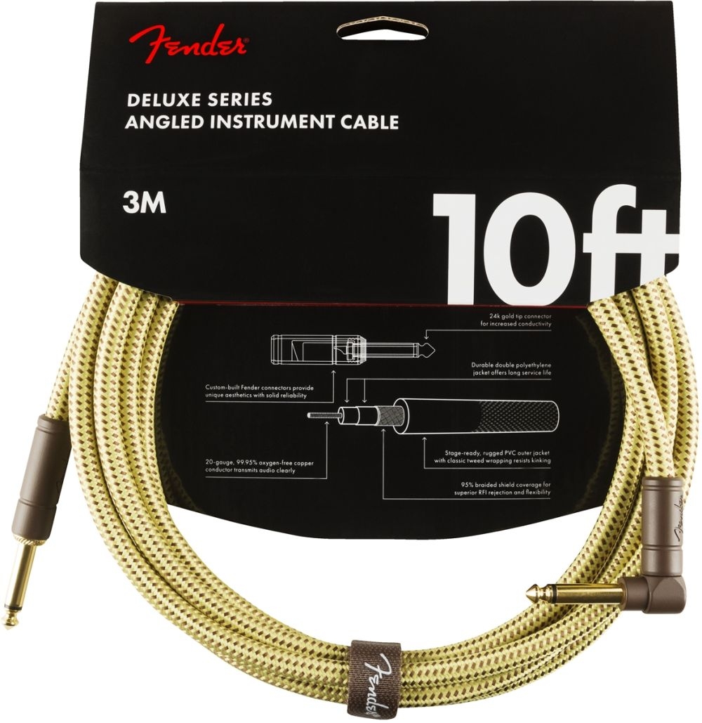 Deluxe 10' Straight/Angle Instrument Cable Tweed